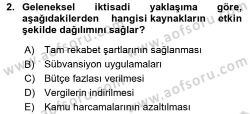 Sağlık Ekonomisi Dersi 2025 - 2026 Yılı (Final) Dönem Sonu Sınav Soruları 2. Soru