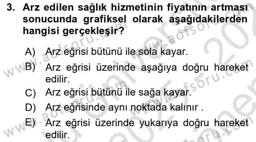 Sağlık Ekonomisi Dersi 2025 - 2026 Yılı (Final) Dönem Sonu Sınav Soruları 3. Soru