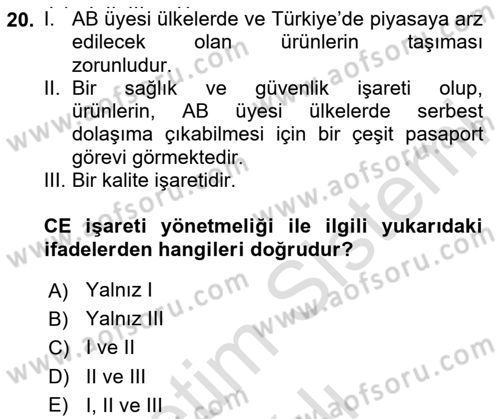 Genel Tıbbi Ürün Ve Tıbbi Cihaz Bilgisi Dersi 2020 - 2021 Yılı Yaz Okulu Sınav Soruları 20. Soru
