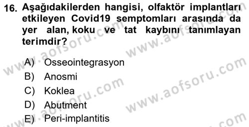Genel Tıbbi Ürün Ve Tıbbi Cihaz Bilgisi Dersi 2021 - 2022 Yılı (Vize) Ara Sınav Soruları 16. Soru