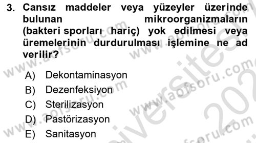 Genel Tıbbi Ürün Ve Tıbbi Cihaz Bilgisi Dersi 2021 - 2022 Yılı (Vize) Ara Sınav Soruları 3. Soru