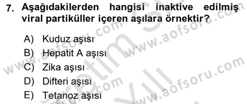 Genel Tıbbi Ürün Ve Tıbbi Cihaz Bilgisi Dersi 2021 - 2022 Yılı (Vize) Ara Sınav Soruları 7. Soru