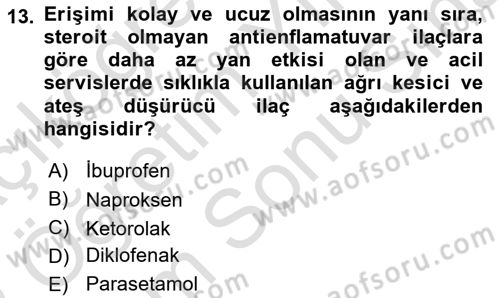 Genel Tıbbi Ürün Ve Tıbbi Cihaz Bilgisi Dersi 2021 - 2022 Yılı (Final) Dönem Sonu Sınav Soruları 13. Soru