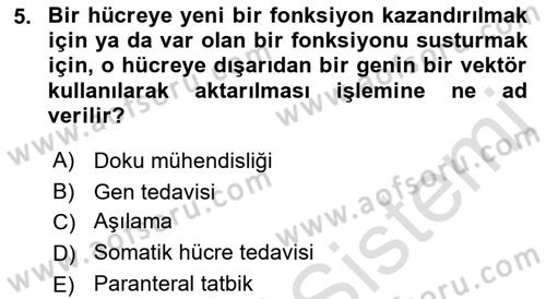 Genel Tıbbi Ürün Ve Tıbbi Cihaz Bilgisi Dersi 2021 - 2022 Yılı Yaz Okulu Sınav Soruları 5. Soru