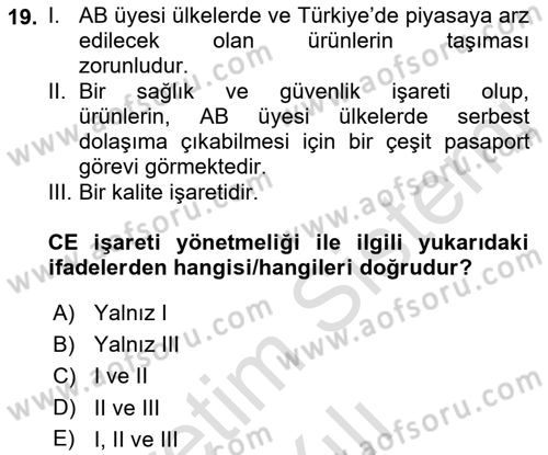 Genel Tıbbi Ürün Ve Tıbbi Cihaz Bilgisi Dersi 2022 - 2023 Yılı Yaz Okulu Sınav Soruları 19. Soru