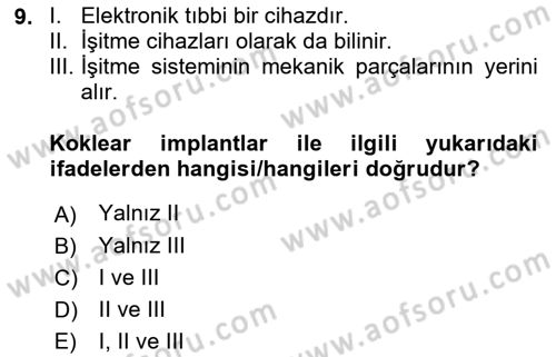 Genel Tıbbi Ürün Ve Tıbbi Cihaz Bilgisi Dersi 2022 - 2023 Yılı Yaz Okulu Sınav Soruları 9. Soru