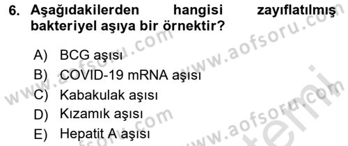 Genel Tıbbi Ürün Ve Tıbbi Cihaz Bilgisi Dersi 2023 - 2024 Yılı (Vize) Ara Sınav Soruları 6. Soru