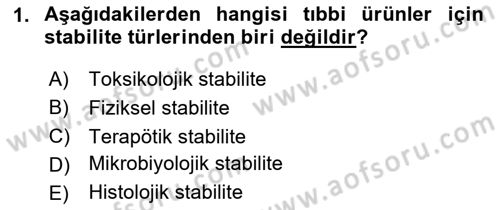 Genel Tıbbi Ürün Ve Tıbbi Cihaz Bilgisi Dersi 2023 - 2024 Yılı (Final) Dönem Sonu Sınav Soruları 1. Soru
