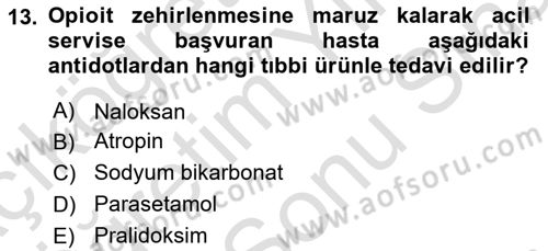 Genel Tıbbi Ürün Ve Tıbbi Cihaz Bilgisi Dersi 2023 - 2024 Yılı (Final) Dönem Sonu Sınav Soruları 13. Soru