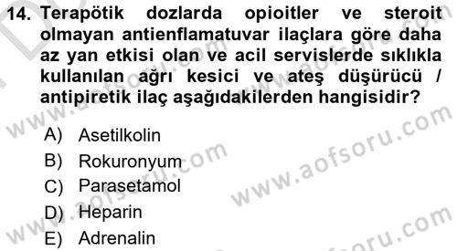 Genel Tıbbi Ürün Ve Tıbbi Cihaz Bilgisi Dersi 2023 - 2024 Yılı (Final) Dönem Sonu Sınav Soruları 14. Soru