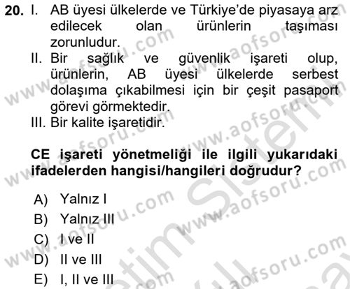 Genel Tıbbi Ürün Ve Tıbbi Cihaz Bilgisi Dersi 2023 - 2024 Yılı (Final) Dönem Sonu Sınav Soruları 20. Soru