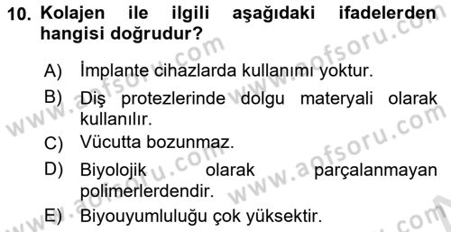 Genel Tıbbi Ürün Ve Tıbbi Cihaz Bilgisi Dersi 2023 - 2024 Yılı Yaz Okulu Sınav Soruları 10. Soru