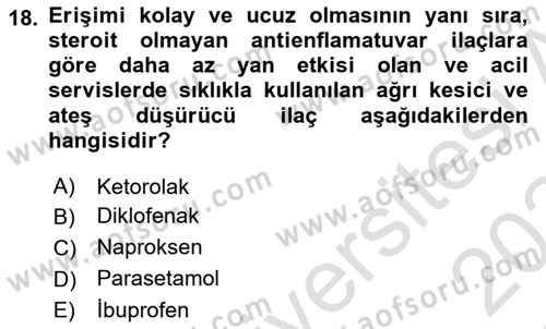 Genel Tıbbi Ürün Ve Tıbbi Cihaz Bilgisi Dersi 2023 - 2024 Yılı Yaz Okulu Sınav Soruları 18. Soru