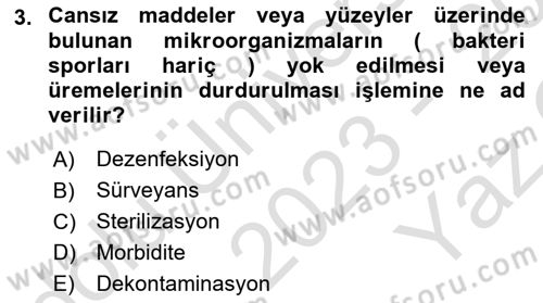 Genel Tıbbi Ürün Ve Tıbbi Cihaz Bilgisi Dersi 2023 - 2024 Yılı Yaz Okulu Sınav Soruları 3. Soru