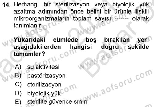 Genel Tıbbi Ürün Ve Tıbbi Cihaz Bilgisi Dersi 2024 - 2025 Yılı (Vize) Ara Sınav Soruları 14. Soru