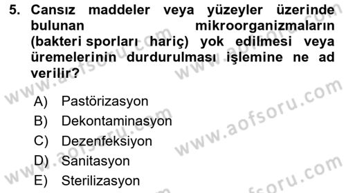 Genel Tıbbi Ürün Ve Tıbbi Cihaz Bilgisi Dersi 2024 - 2025 Yılı (Vize) Ara Sınav Soruları 5. Soru