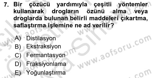Genel Tıbbi Ürün Ve Tıbbi Cihaz Bilgisi Dersi 2024 - 2025 Yılı (Vize) Ara Sınav Soruları 7. Soru