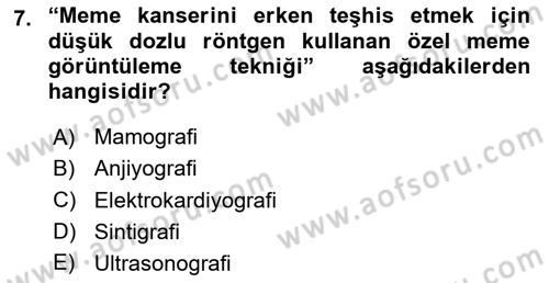 Genel Tıbbi Ürün Ve Tıbbi Cihaz Bilgisi Dersi 2024 - 2025 Yılı (Final) Dönem Sonu Sınav Soruları 7. Soru
