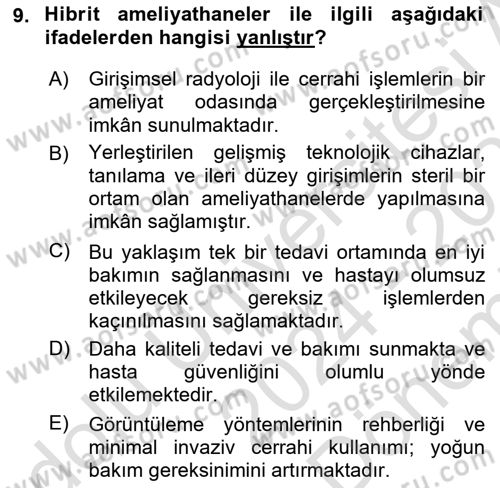Genel Tıbbi Ürün Ve Tıbbi Cihaz Bilgisi Dersi 2024 - 2025 Yılı (Final) Dönem Sonu Sınav Soruları 9. Soru