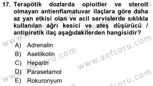 Genel Tıbbi Ürün Ve Tıbbi Cihaz Bilgisi Dersi 2024 - 2025 Yılı Yaz Okulu Sınav Soruları 17. Soru