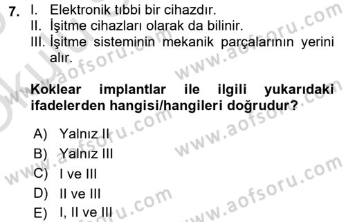 Genel Tıbbi Ürün Ve Tıbbi Cihaz Bilgisi Dersi 2024 - 2025 Yılı Yaz Okulu Sınav Soruları 7. Soru