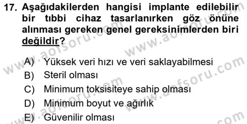 Genel Tıbbi Ürün Ve Tıbbi Cihaz Bilgisi Dersi 2025 - 2026 Yılı (Vize) Ara Sınav Soruları 17. Soru