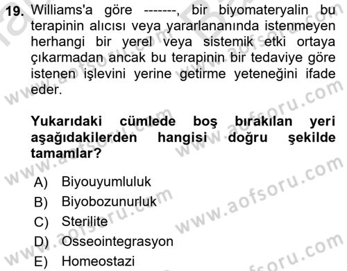 Genel Tıbbi Ürün Ve Tıbbi Cihaz Bilgisi Dersi 2025 - 2026 Yılı (Vize) Ara Sınav Soruları 19. Soru