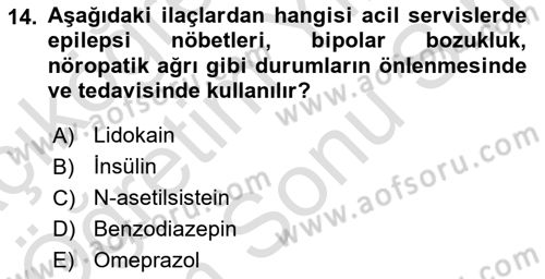 Genel Tıbbi Ürün Ve Tıbbi Cihaz Bilgisi Dersi 2025 - 2026 Yılı (Final) Dönem Sonu Sınav Soruları 14. Soru