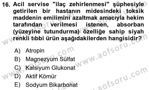 Genel Tıbbi Ürün Ve Tıbbi Cihaz Bilgisi Dersi 2025 - 2026 Yılı (Final) Dönem Sonu Sınav Soruları 16. Soru
