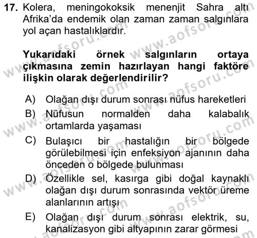 Sağlık Kurumlarında Afet Ve Kriz Yönetimi Dersi 2019 - 2020 Yılı Yaz Okulu Sınav Soruları 17. Soru