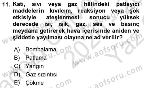 Sağlık Kurumlarında Afet Ve Kriz Yönetimi Dersi 2020 - 2021 Yılı Yaz Okulu Sınav Soruları 11. Soru