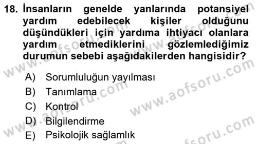 Sağlık Kurumlarında Afet Ve Kriz Yönetimi Dersi 2021 - 2022 Yılı (Final) Dönem Sonu Sınav Soruları 18. Soru