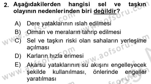 Sağlık Kurumlarında Afet Ve Kriz Yönetimi Dersi 2022 - 2023 Yılı (Vize) Ara Sınav Soruları 2. Soru