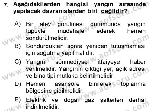 Sağlık Kurumlarında Afet Ve Kriz Yönetimi Dersi 2022 - 2023 Yılı (Final) Dönem Sonu Sınav Soruları 7. Soru