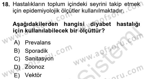 Sağlık Kurumlarında Afet Ve Kriz Yönetimi Dersi 2022 - 2023 Yılı Yaz Okulu Sınav Soruları 18. Soru