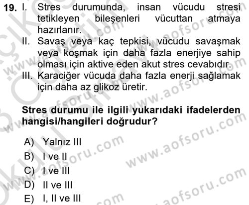 Sağlık Kurumlarında Afet Ve Kriz Yönetimi Dersi 2022 - 2023 Yılı Yaz Okulu Sınav Soruları 19. Soru