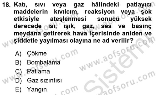 Sağlık Kurumlarında Afet Ve Kriz Yönetimi Dersi 2023 - 2024 Yılı Yaz Okulu Sınav Soruları 18. Soru