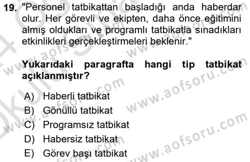 Sağlık Kurumlarında Afet Ve Kriz Yönetimi Dersi 2023 - 2024 Yılı Yaz Okulu Sınav Soruları 19. Soru