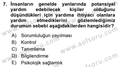 Sağlık Kurumlarında Afet Ve Kriz Yönetimi Dersi 2024 - 2025 Yılı (Final) Dönem Sonu Sınav Soruları 7. Soru