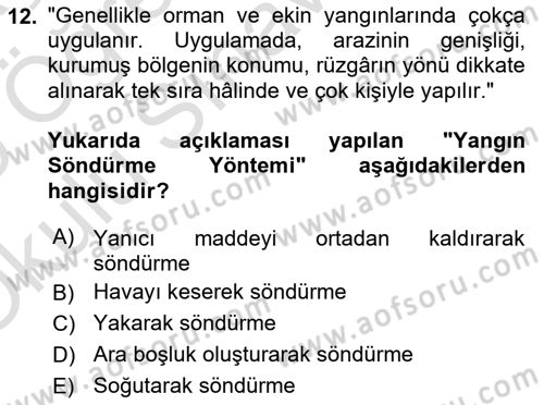 Sağlık Kurumlarında Afet Ve Kriz Yönetimi Dersi 2024 - 2025 Yılı Yaz Okulu Sınav Soruları 12. Soru