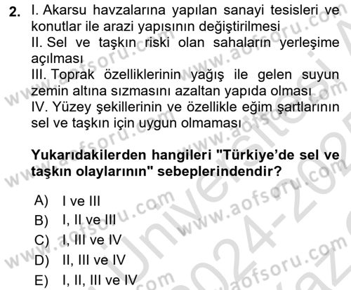 Sağlık Kurumlarında Afet Ve Kriz Yönetimi Dersi 2024 - 2025 Yılı Yaz Okulu Sınav Soruları 2. Soru