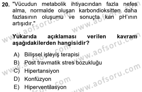 Sağlık Kurumlarında Afet Ve Kriz Yönetimi Dersi 2024 - 2025 Yılı Yaz Okulu Sınav Soruları 20. Soru