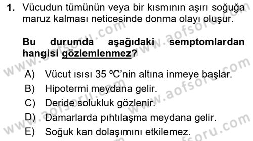 Sağlık Kurumlarında Afet Ve Kriz Yönetimi Dersi 2025 - 2026 Yılı (Final) Dönem Sonu Sınav Soruları 1. Soru