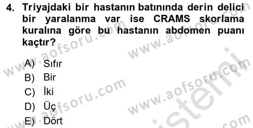 Sağlık Kurumlarında Afet Ve Kriz Yönetimi Dersi 2025 - 2026 Yılı (Final) Dönem Sonu Sınav Soruları 4. Soru