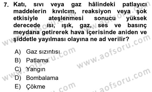 Sağlık Kurumlarında Afet Ve Kriz Yönetimi Dersi 2025 - 2026 Yılı (Final) Dönem Sonu Sınav Soruları 7. Soru