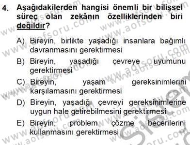 Çocuk Ruh Sağlığı Dersi 2012 - 2013 Yılı (Vize) Ara Sınav Soruları 4. Soru