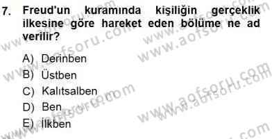 Çocuk Ruh Sağlığı Dersi 2012 - 2013 Yılı (Final) Dönem Sonu Sınav Soruları 7. Soru