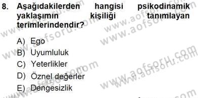 Çocuk Ruh Sağlığı Dersi 2012 - 2013 Yılı (Final) Dönem Sonu Sınav Soruları 8. Soru