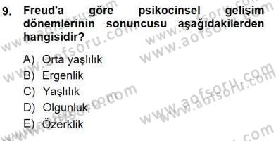 Çocuk Ruh Sağlığı Dersi 2012 - 2013 Yılı (Final) Dönem Sonu Sınav Soruları 9. Soru