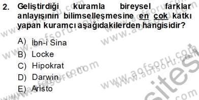 Çocuk Ruh Sağlığı Dersi 2013 - 2014 Yılı (Vize) Ara Sınav Soruları 2. Soru